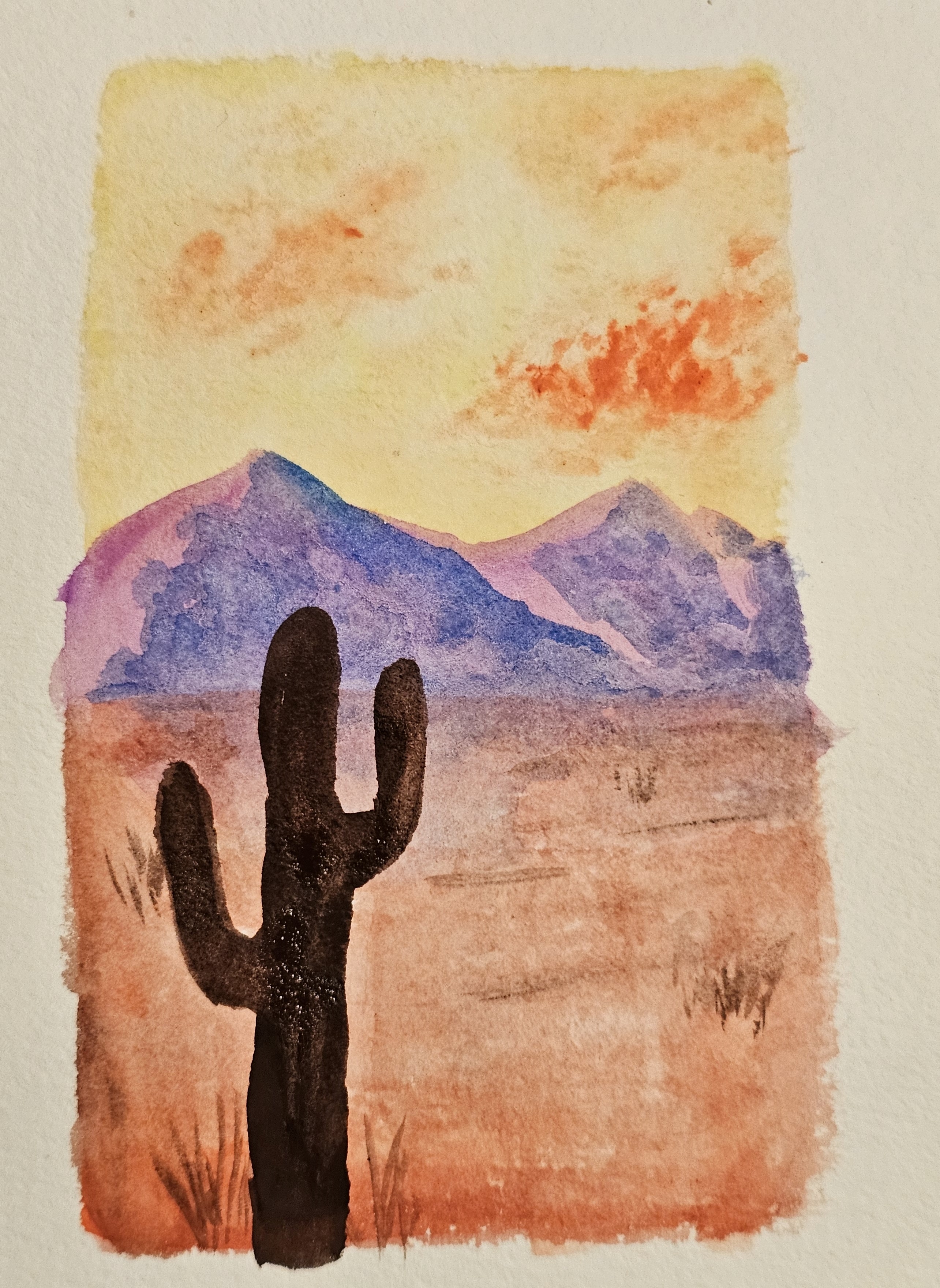 Watercolor Sunset Desert